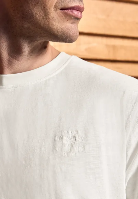 T-shirt Slub à l'aspect délavé basic beige