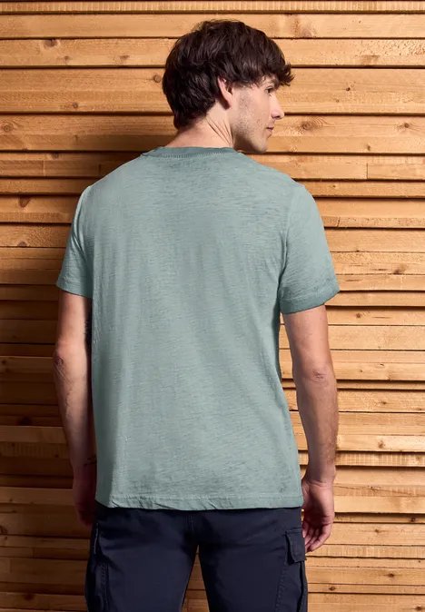 Slub T-Shirt in Washed-Optik teal green