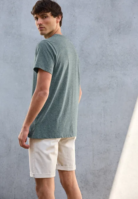 T-shirt mélangé Henley teal green