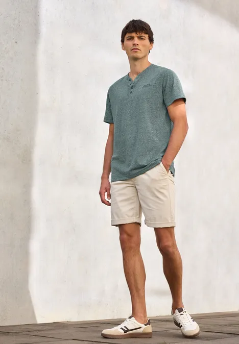 T-shirt mélangé Henley teal green
