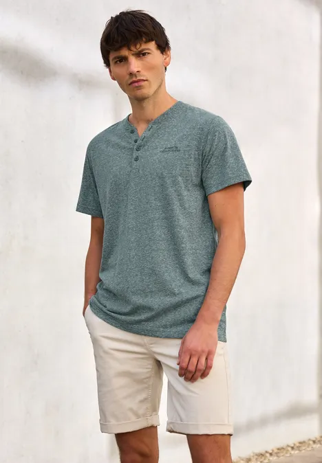 T-shirt mélangé Henley teal green