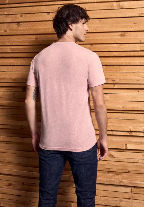 T-shirt mélangé Henley pastel peach