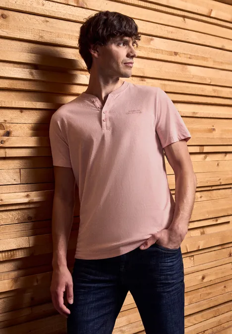 T-shirt mélangé Henley pastel peach