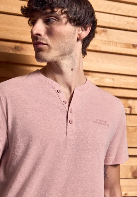 T-shirt mélangé Henley pastel peach