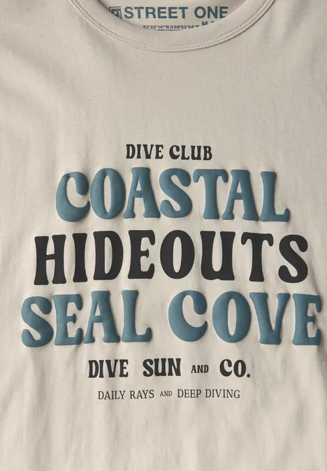 T-shirt en coton avec wording basic beige