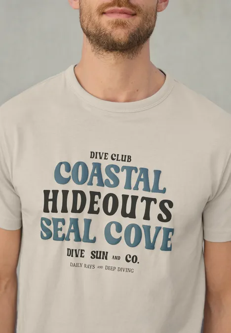 T-shirt en coton avec wording basic beige