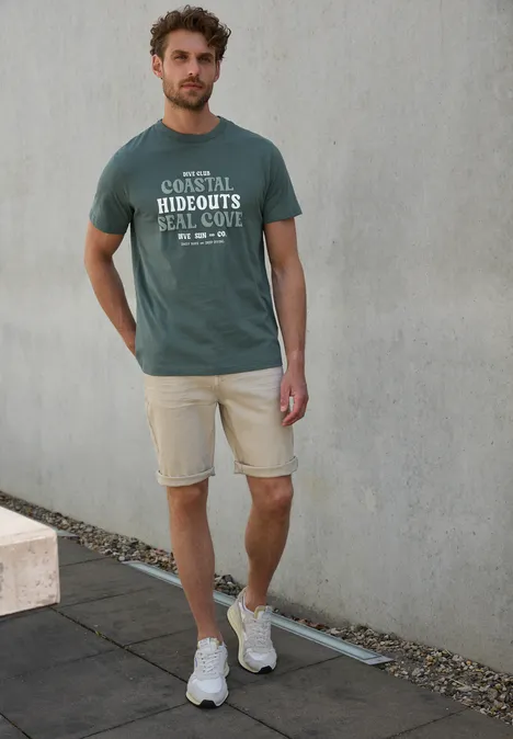 T-shirt en coton avec wording teal green
