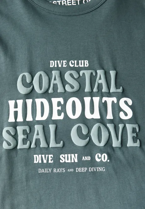 T-shirt en coton avec wording teal green