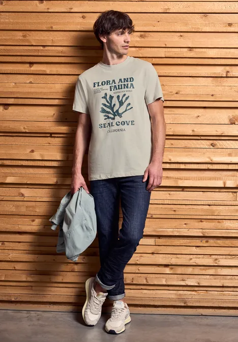 T-shirt à l'imprimé marin basic beige
