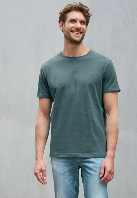 Ministripe Shirt mit Turn-Up teal green