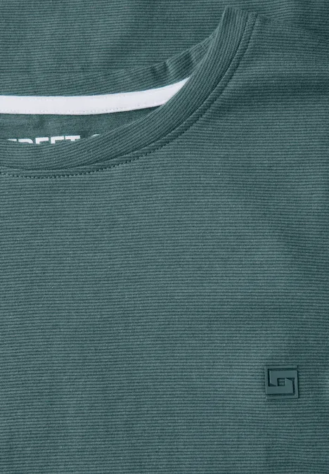 Ministripe Shirt mit Turn-Up teal green