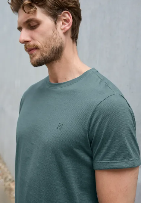 Ministripe Shirt mit Turn-Up teal green