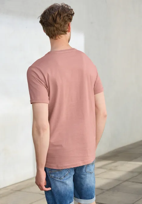 T-shirt ras du cou avec turn-up pastel peach
