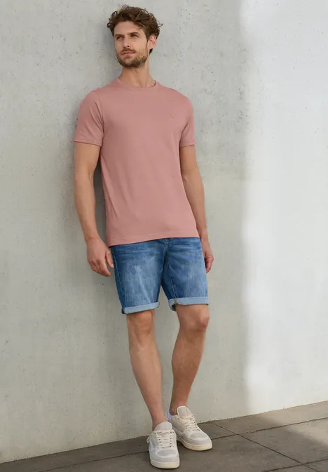 T-shirt ras du cou avec turn-up pastel peach