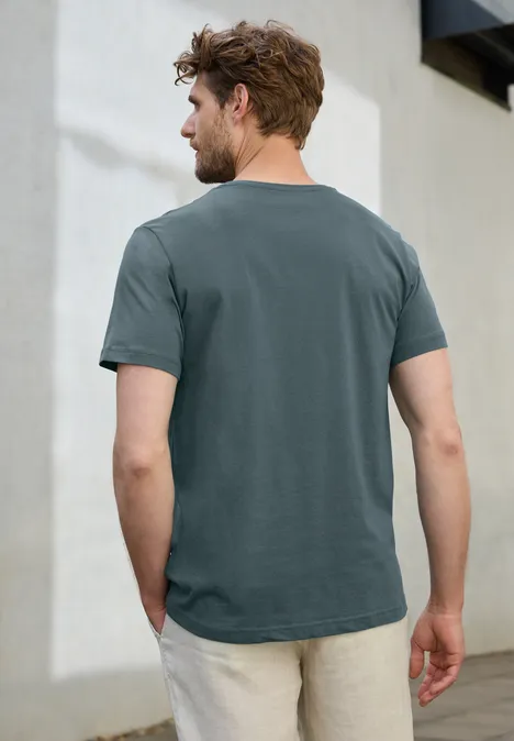 T-Shirt mit Wording Detail teal green