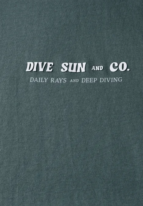 T-Shirt mit Wording Detail teal green