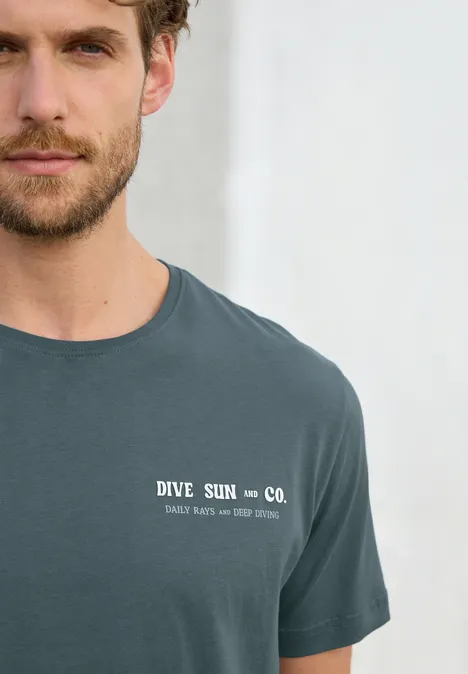T-Shirt mit Wording Detail teal green