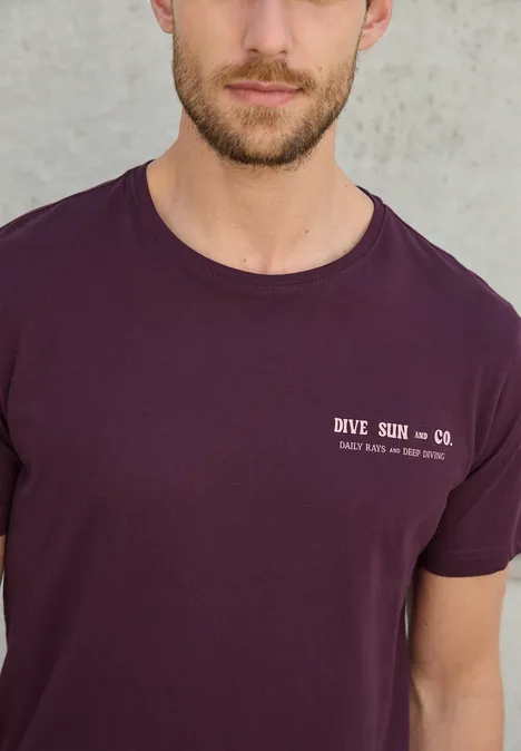 T-Shirt mit Wording Detail dark red