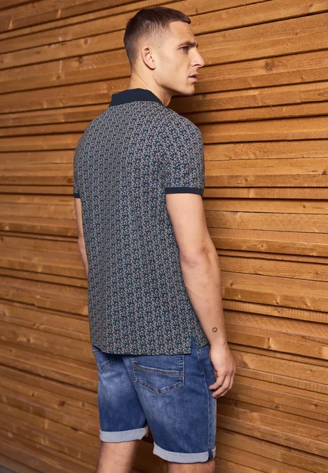 Polo piqué à motifs pastel peach
