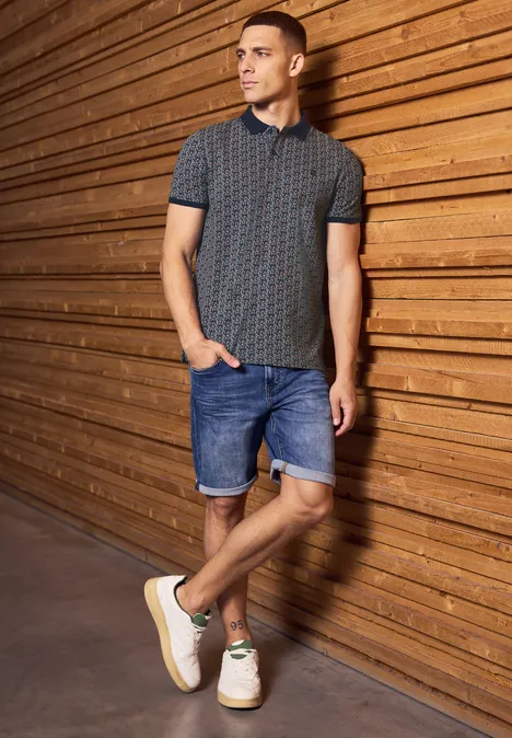 Polo piqué à motifs pastel peach