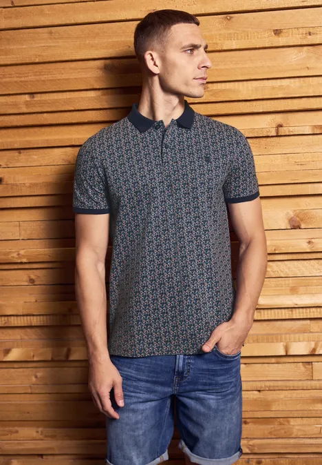 Polo piqué à motifs pastel peach