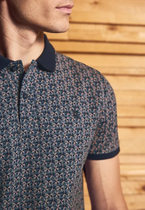 Polo piqué à motifs pastel peach