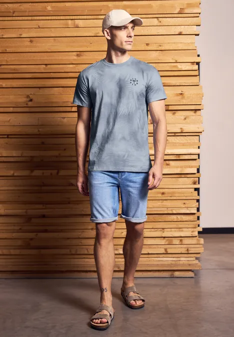 T-shirt ras du cou à motifs dusty blue
