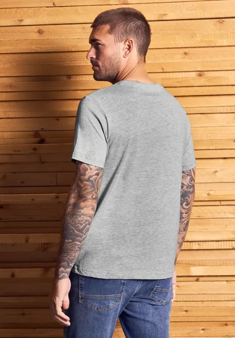 Basic T-Shirt in Unifarbe cloud grey melange
