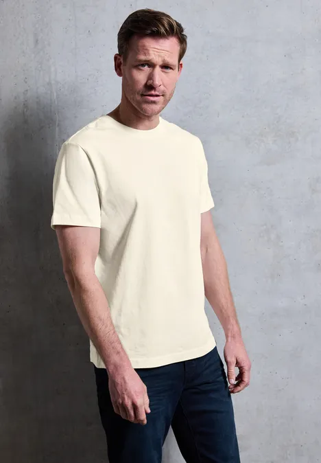 Basic T-Shirt in Unifarbe arctic beige
