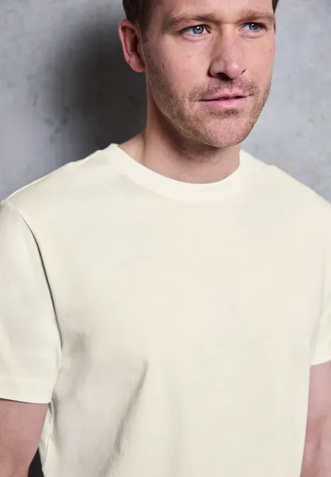 Basic T-Shirt in Unifarbe arctic beige