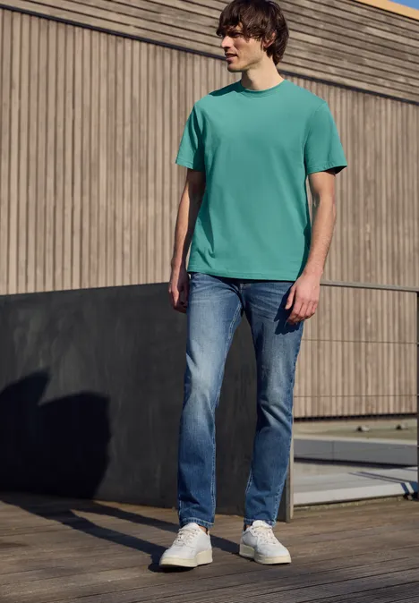 Basic T-Shirt aus reiner Baumwolle caribbean green