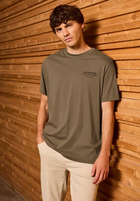 Basic Shirt mit Printdetail ash brown