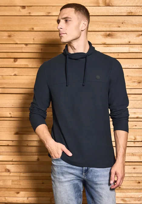 Funnelneck Strukturshirt night blue