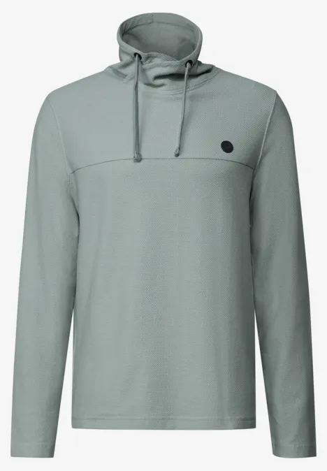 Funnelneck Strukturshirt silver green