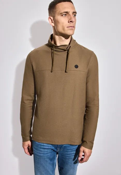 Funnelneck Strukturshirt ash brown