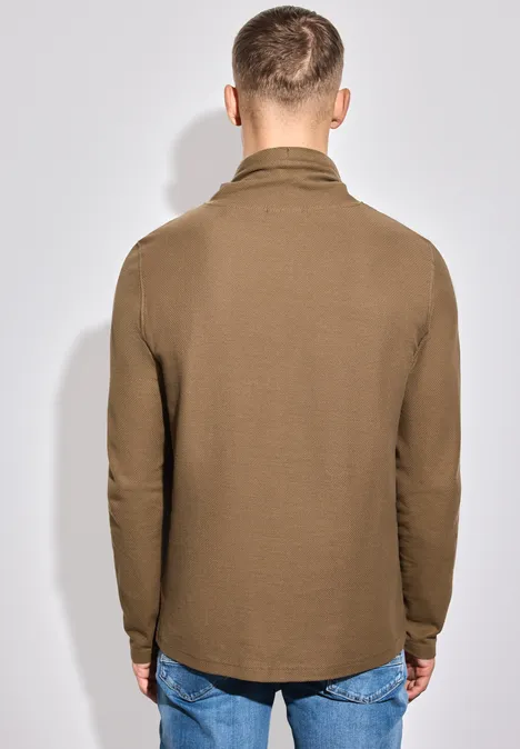 Funnelneck Strukturshirt ash brown