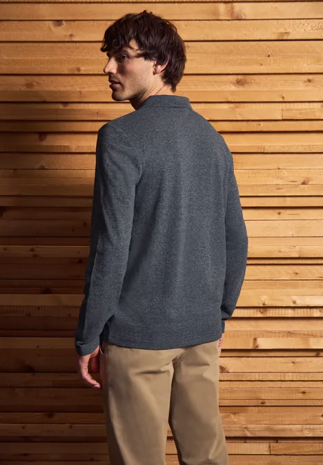 Two Tone Langarm Poloshirt night blue