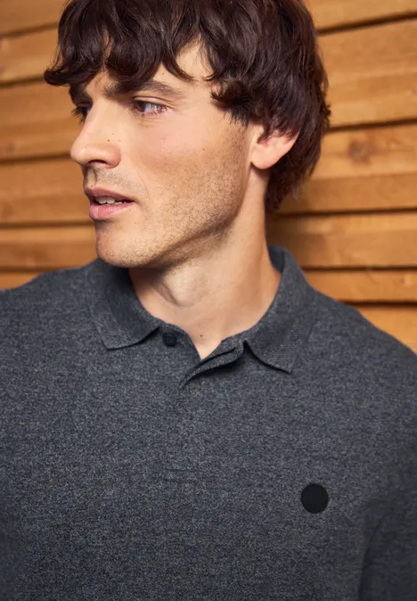 Two Tone Langarm Poloshirt night blue