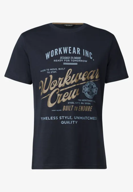 Slub T-Shirt mit Wording night blue