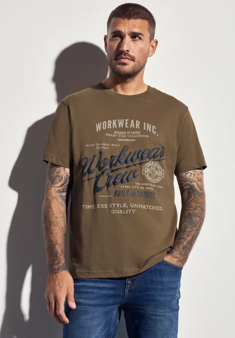 Slub Shirt met tekst ash brown