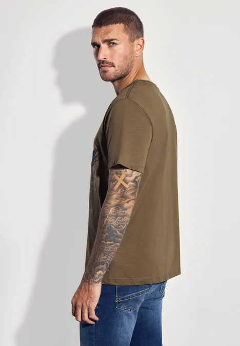 Slub T-Shirt mit Wording ash brown