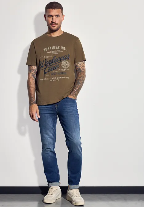 Slub T-Shirt mit Wording ash brown