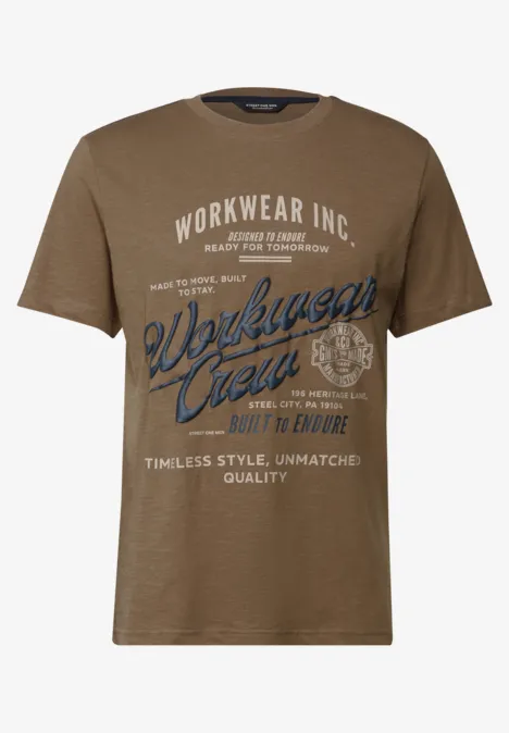 Slub T-shirt avec wording ash brown
