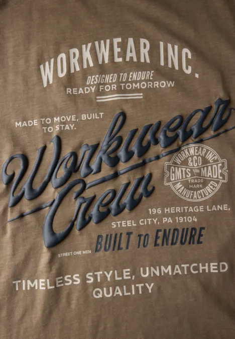 Slub T-Shirt mit Wording ash brown