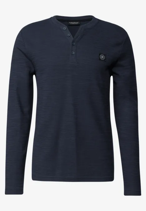 Slub doux Henleyshirt night blue