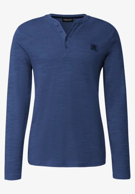 Softes Slub Henleyshirt azure blue