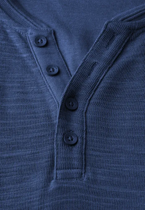 Softes Slub Henleyshirt azure blue