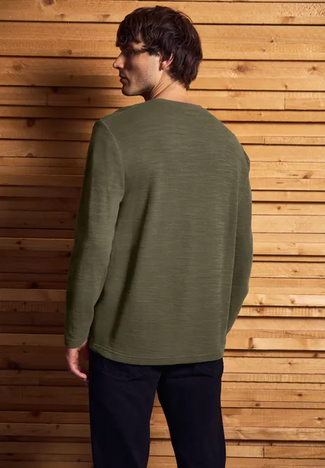 Softes Slub Henleyshirt vintage green