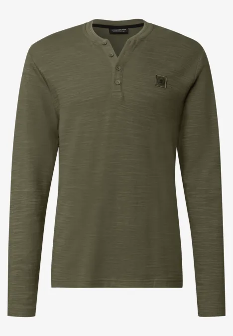Slub doux Henleyshirt vintage green