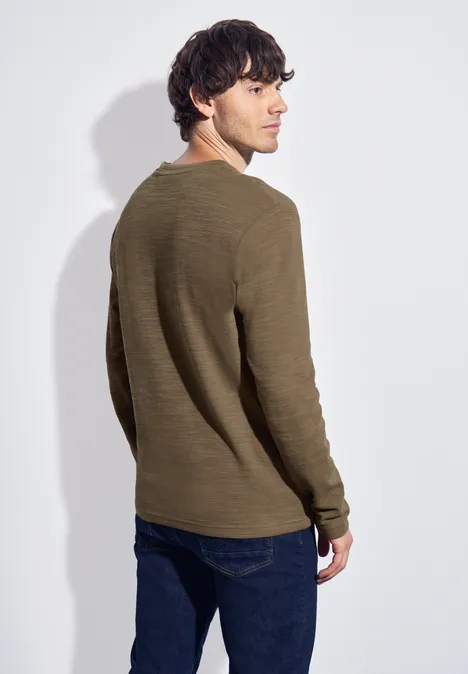 Softes Slub Henleyshirt ash brown